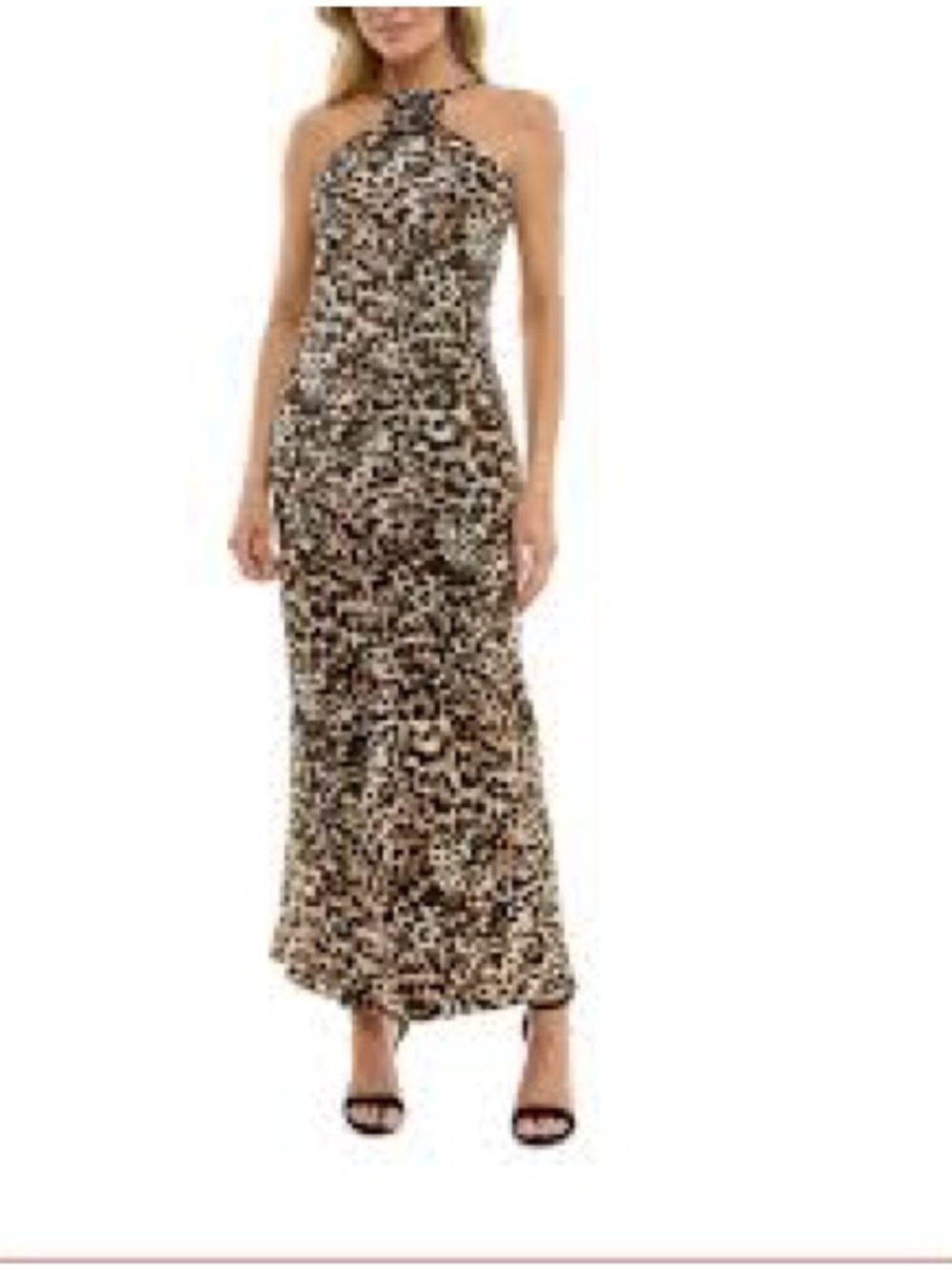 BCX Leopard-Print Maxi Slip Dress in Brown and Black